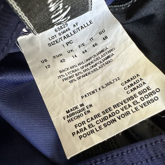 Miraclesuit Square Neck Navy Blue Tie Dye Shimmer One Piece Swimsuit Size 12 - Picture 6 of 6